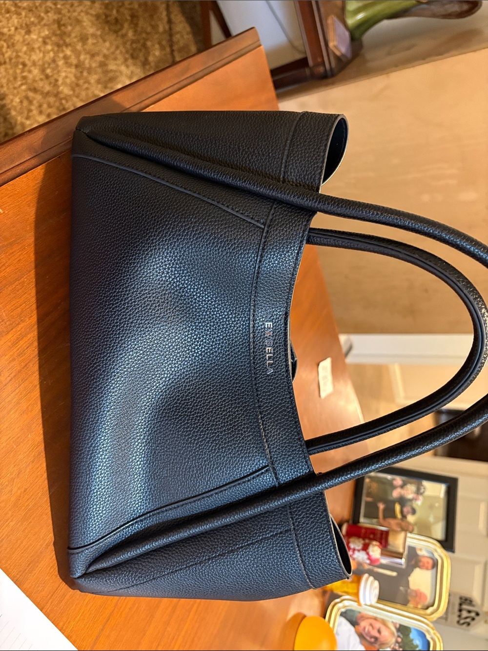 Black Pebbled Shoulder Tote